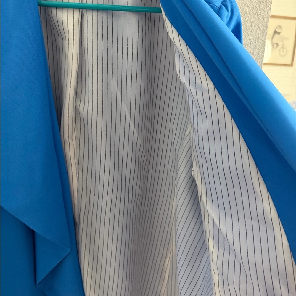 Women's Blue Open Front Jacket - Picture 5 of 13